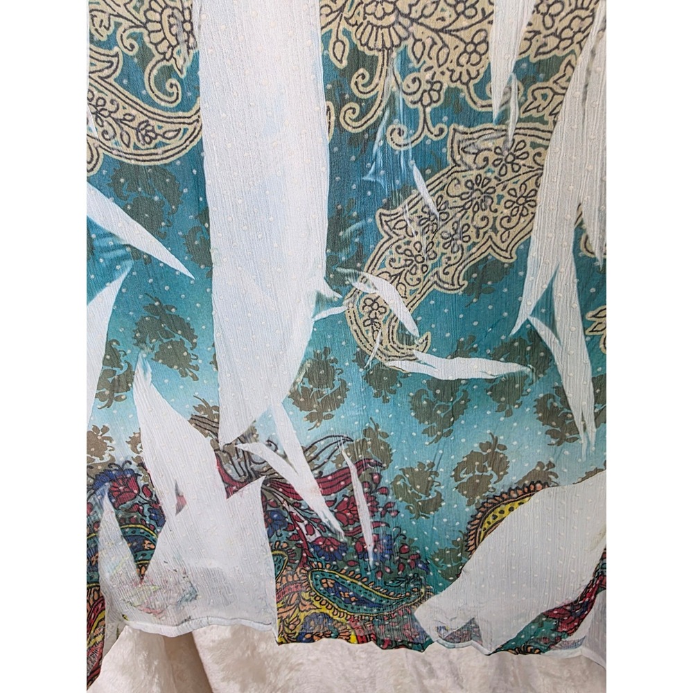 Y2K Sienna Rose Inc Paisley Swiss Dot Sleeveless Empire Waist Multicolor - Picture 4 of 6